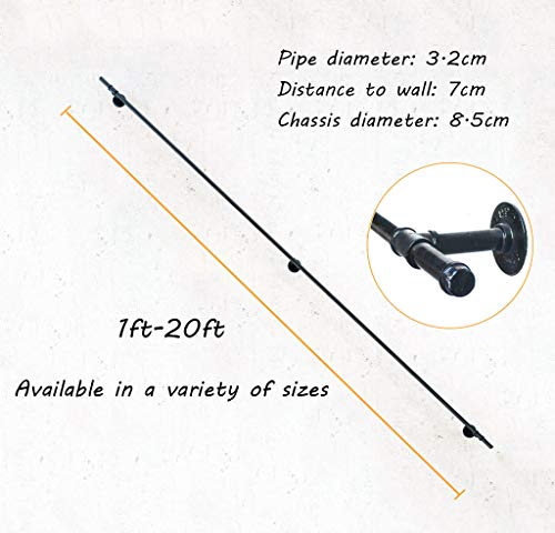 Yude-16Ft Stair Handrail, Wrought Iron Galvanized Pipe, Industrial Style Water Pipe Style Indoor Non-Slip Railing, Suitable For Garden, Bar, Staircase #TOP3