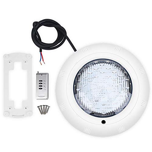 Dioche Lámpara LED subacuática, IP68, impermeable, regulable, luz RGB para piscina, faro subacuático con cables y mandos a distancia, luces LED de buceo de 18 W con 7 colores, para fuentes, estanques,