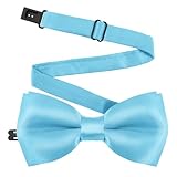 Qiuyan Adjustable Kids Bow Tie Pre-tied Bowtie Classic Solid Color Children Bow Tie Little Boys' Bow Ties Neck Bowtie for Kids Toddler Baby Wedding Party Photo - Light Blue
