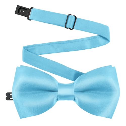 Medsuo Adjustable Kids Bow Tie Pre-tied Bowtie Classic Solid Color Children Bow Tie Little Boys' Bow Ties Neck Bowtie for Kids Toddler Baby Wedding Party Photo - Light Blue