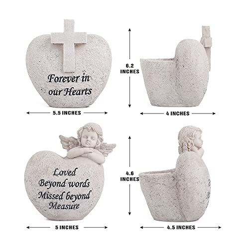 Angel And Cross Cemetery Grave Vases，Grave Decorations For Cemetery，Memorial Gifts For Loss Of Loved - Set Of 2 For Fresh/Artificial Flowers Headstones Vases With Removable Stakes #TOP1