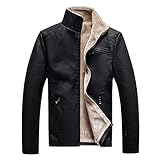 RYTEJFES Herren Winterjacke Gefüttert Kunstleder Lederjacke Parka Mantel mit Fell Warme Mens Jacket übergangsjacke Freizeitjacke Plus Dicke Herrenjacke Softshelljacke Windbreaker