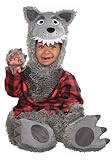 Baby Werewolf Costume | Infant Plush Grey Animal Jumpsuit and Headpiece for Halloween or Fall Festival 3/6 Months