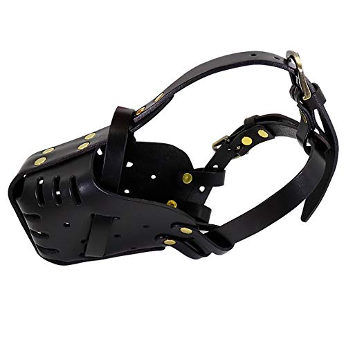 Muselière en cuir réglable pour stopper morsures et aboiements