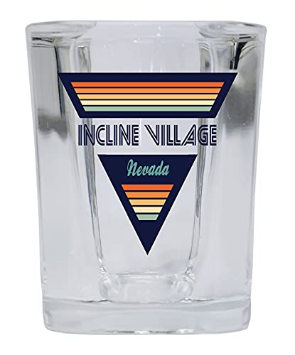 R and R Imports Incline Village Nevada 2 Ounce Square Base Liquor Shot Glass Retro Design