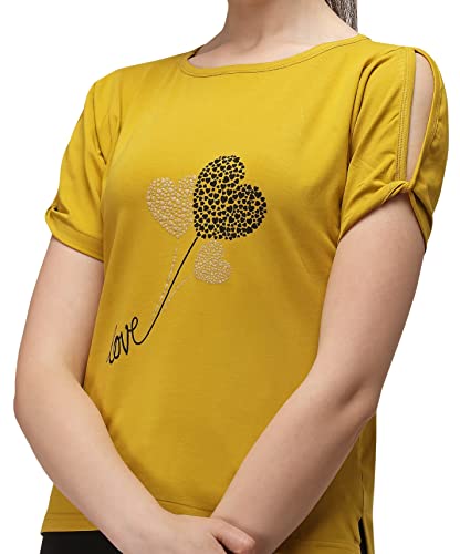 Image of DHRUVI TRENDZ Women's Regular Fit Tops | T Shirt for Women | Tops for Jeans for Women | Tops for Women | Western Tops for Women Stylish | T-Shirt for Women