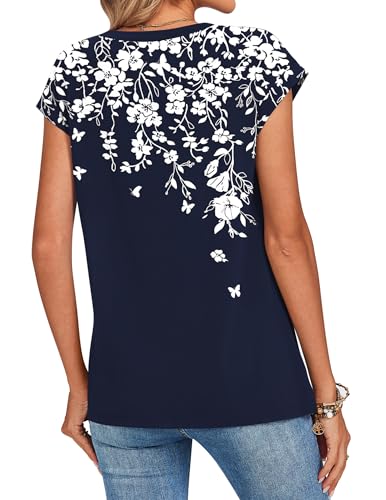 Image of Zeagoo Womens Tops Summer Casual Cap Sleeve Tshirts Shirts Business Dressy Spring Fashion Outfits Trendy Clothes