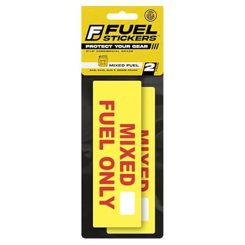 Mixed Fuel Sticker - 2 Stroke Sticker for Gas Cans, 2 Cycle Outdoor Power Equipment, and More - Weather Proof, Extreme Stick, Mixed Gas Decals by Fuel Stickers - USA Made (6x2 inch), 2 Labels Cover