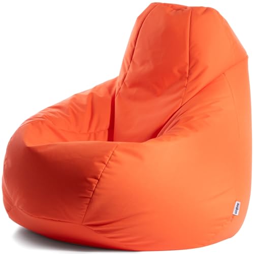 Avalon - Pouf Poltrona Sacco Gigante XXL Jive, Puffo per Sedersi Ergonomico, Pouf a Sacco in Tessuto Antistrappo e Impermeabile, Poltrona a Sacco Moderna, Made in Italy(95x95x135cm-Arancio)