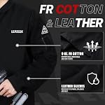 LeaSeek Welding Jacket with Leather Sleeves | Flame Resistant Cotton Welding Coat (FR) | Men's and Women's Welding Jacket | Black, S-4XL