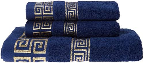XIAOHESHOP 100% Cotton Highly Absorbent Embroidered Towel 3-Piece Bath Towel Set