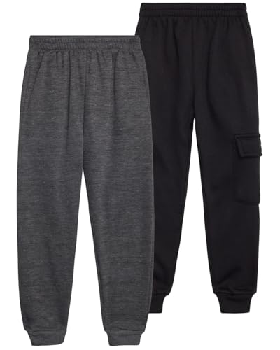 Quad Seven Active Toddler Boys Sweatpants - 2 Pack Fleece Cargo Boys Athletic Jogger Pants and Basic Sweatpants (Sizes: 2T-7)