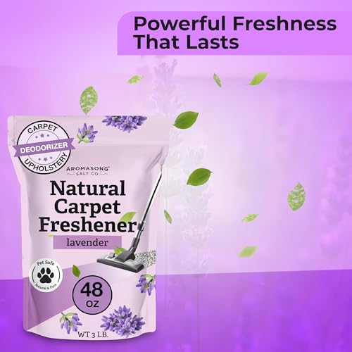 Aromasong Carpet Deodorizer Powder- 2-Pack -100% Natural Lavender Carpet Freshener - Safe For Pets - Carpet Powder For Vacuuming - Effective Pet Odor Eliminator For Strong Odor & Pet Urine - 13 Oz.