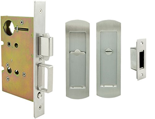 INOX FH29PD8440-234-32D Cerradura de privacidad para puerta corrediza con pestillo, traslape de 2-3/4 pulgadas, control manual TT08 con giro de moneda, acero inoxidable satinado