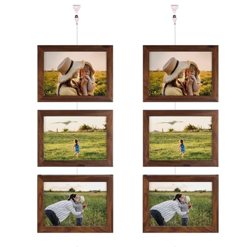 Image of One Wire for 8 Frame Hanging System, 10FT Stainless Steel Wire with 8 Pcs Adjustable Picture Rail Molding Hanger