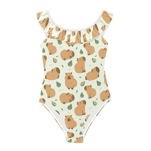 Traje de baño de una pieza para niñas de 3 a 6 años con volantes