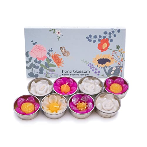 Diseño de flores con purpurina aroma a Hana procedentes del comercio justo velas de flores de varios diseños y colores diferentes juego de, juego de 8 Cover