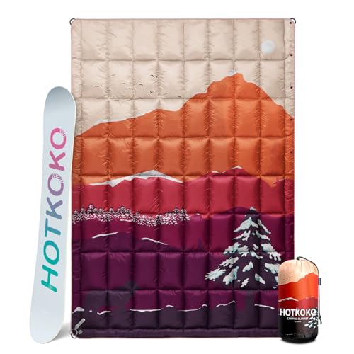 hotkoko Down Camping Blanket,Warm Puffy Lightweight Camp Blanket Outdoor Travel Quilt for Sleep,Stadium, Hiking & Festivals | Water Resistant, Packable & Compact