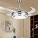 Ventilateur de plafond moderne 42 pouces avec lumière LED et télécommande Ultra silencieux Ventilateur de plafond invisible de plafond Vitesse réglable 3 Couleur modifiable pour salon Chambre à couche