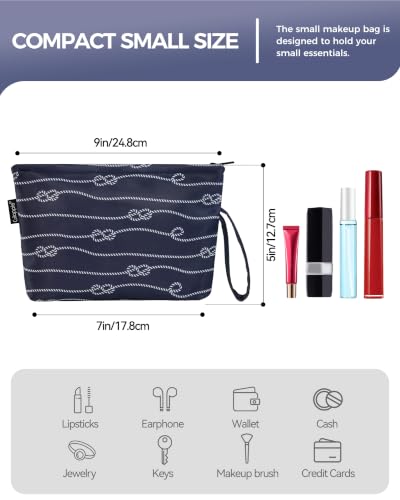 Image of Gloppie Small Makeup Bag for Purse Wristlet Cosmetic Pouch for Women Navy