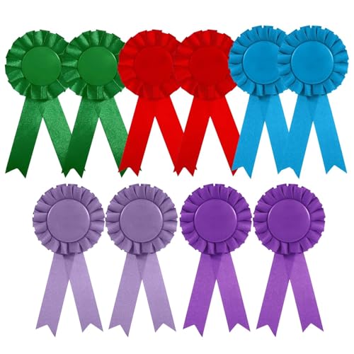 10 Pcs Blank DIY Award Ribbon Rosette Set Satin Blank Rosettes for Customisable Prizes Victories Participation Personalised for Sports Competitions School and Classroom Awards