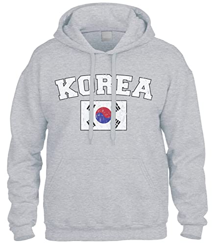 Cybertela Faded Distressed South Korean Korea Flag Sweatshirt Hoodie Hoody (Light Gray, X-Large)
