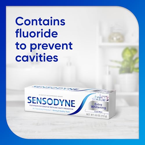 sensodyne extra whitening sensitive teeth and cavity prevention whitening toothpaste amazon exclusive cool mint amazon exclusive- 4 ounces pack of 4