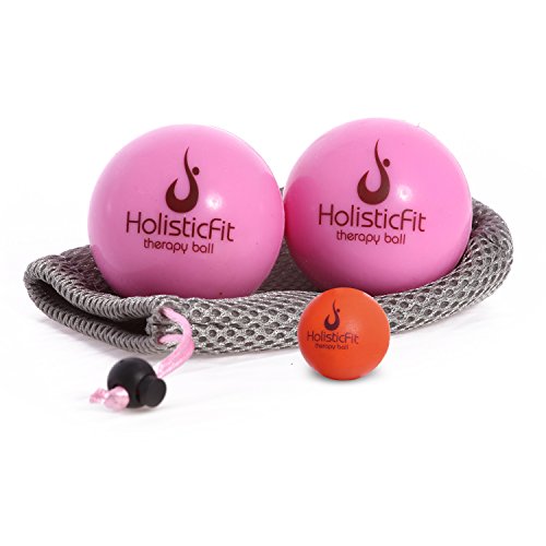 HolisticFit Therapy Massage Ball with Myofascial Release Tools. with Free Hands and Feet Mini Ball. Yoga Therapy Ball, Rubber Balls for Instant Muscle Pain Relief, Trigger Point Therapy.