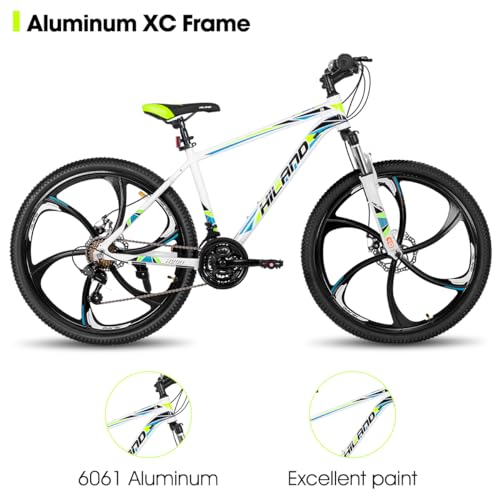image for HH HILAND Mountain Bike, 3/6/Multi-Spokes, 21 Speeds Drivetrain, Alumi