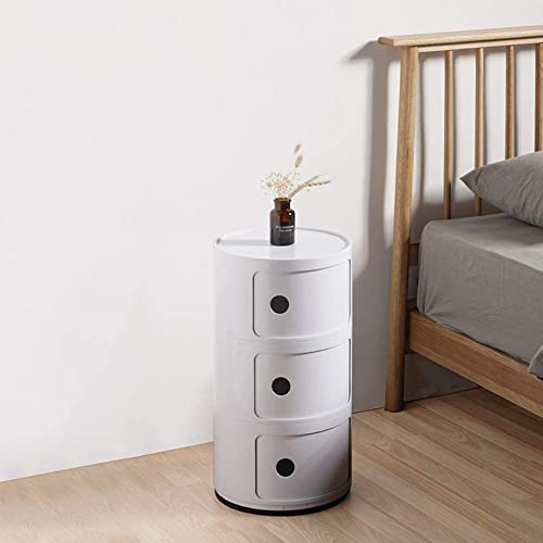Mesa lateral redonda nórdica 3 camadas pequena mesa de cabeceira para casa armário de armazenamento