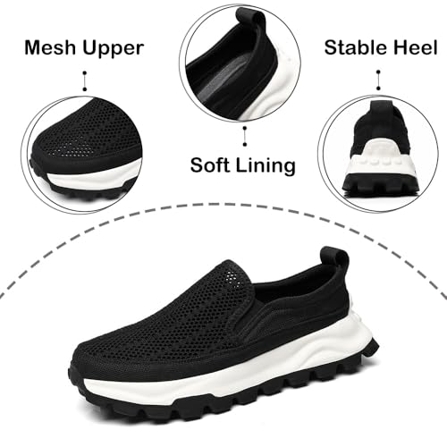 Men's Black Mesh Lightweight Loafers Comfort Breathable Round Toe Non-Slip Slip-On Soft Sole Summer Casual Shoes for Walking Driving Travel3