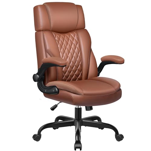 Ergonomic Executive Office Chair with Flip-Up Arms, Faux...