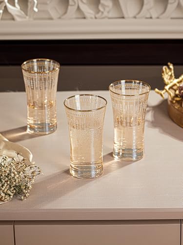 Image of Trovea's Golden Brilliance Highball Glass, Set of 4, 220 Ml for Water, Juices, Drinks and Spirits