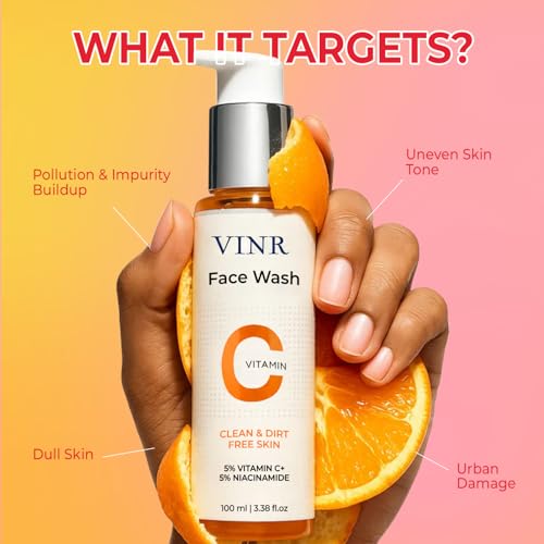 Image of VINR 5% VITAMIN C + E Super Bright Gel FACE WASH For Glowing And Brightening Skin | INFUSED WITH VITIS VINIFERA | All Skin Types| Combination of Hyaluronic & Vitamin B3 | Face Wash For Women & Men |200Ml ( Pack of 2)