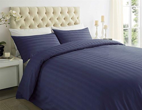 Sapphire Collection 100% Stripe TC400 Egyptian Cotton Duvet Quilt Cover Pillow Cases (King, White)