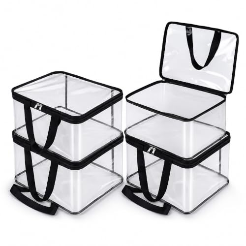 Image of Crasome Pack of 4 Transparent Storage Bag for Saree Covers,Clothes, Lehenga, Blankets, Bedsheets, Toys, Docs|Wardrobe Organizer|Clear Storage Box Bag - Plastic, 40x32x22 cm