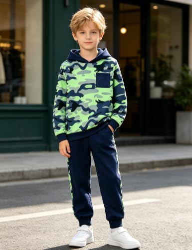 Image of Boys Clothes Fall Winter Outfits Camouflage Long Sleeve Hoodie and Pants 2PC Kids Clothes Boys for 5-14 Years