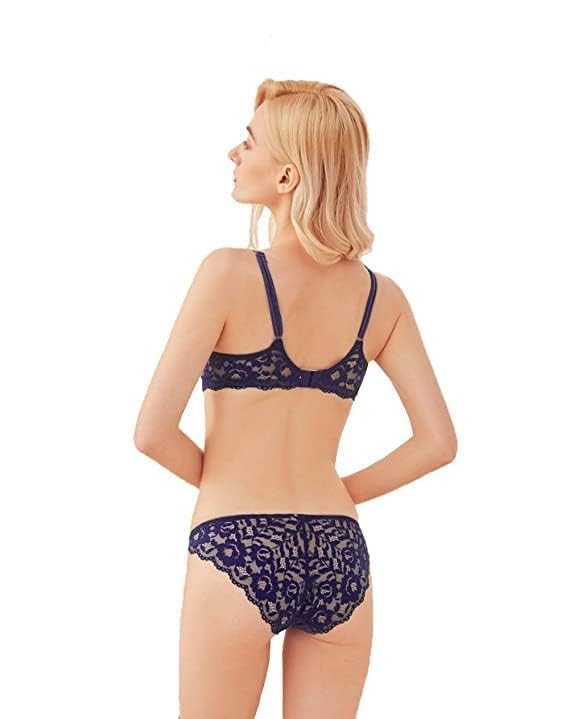 Image of Designer Women's Lace Push-Up Bra & Panty Set | Underwired, Solid, Baby Doll Bikini Style