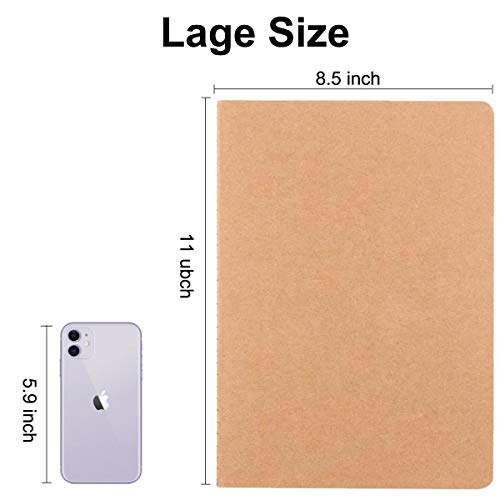 Xyark Large Dot Grid Notebook Journals Bulk With Thick Dotted Grid Paper, 60 Pages, 8.5X11 Inch, Composition Diary Subject Notebooks Planner For Travelers Students Office, Kraft Journal Set, 12 Pack #TOP4