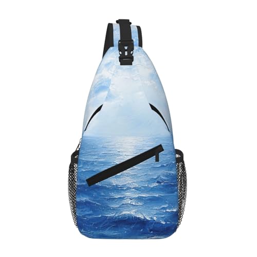 NBAGHPQ Blue Ocean Sea Print - Mochila cruzada en el pecho para hombre y mujer, para viajes, uso diario, a la moda