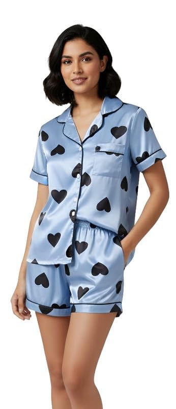 Image of Night Dress for Kids Girls, Button-Down Pajama Set Night Dress, Long Sleeve Top and Pants with Ruffle Trim, Textured Cotton Sleepwear for Lounging