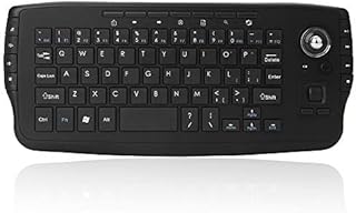 Docooler 2.4GHz Wireless Keyboard w/Trackball Mouse Scroll Wheel Remote Control Plug and Play w/USB Receiver for Android TV Box Smart TV PC Notebook (Black)