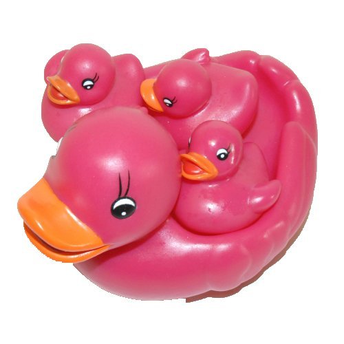 waddlers Rubber Ducks Bright Fuchsia Family Set of 4, Brand Rubber Ducks Family Set That Squeaks, Toy Baby Shower Birthday Set, All Depts. Favors Gift