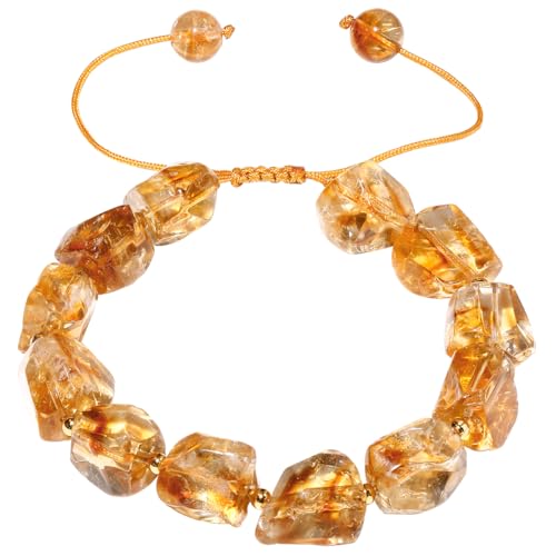 Jewever Irregular Raw Citrine Beaded Bracelets Power Energy Unisex Jewelry Br...