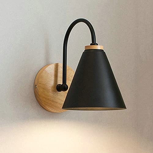 Lampes murales nordiques bois et métal noir E27 luminaire salon moderne