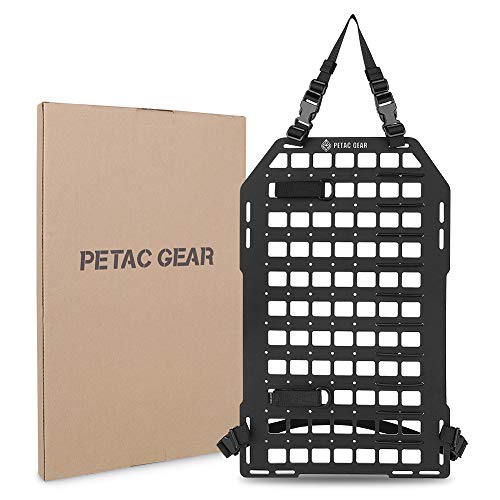PETAC GEAR Rigid MOLLE Insert Panel 14.2in x 23.4in Vehicle Car Seat Back Organizer Rifle Gun Rack Mount Bracket Display Modular Storage Platform Black