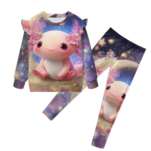 Girls Clothing Set Long Sleeve Crewneck Sweatshirts Top and Legging for Kids Graphic Clothes 2Pcs Fall Outfit,4-8t