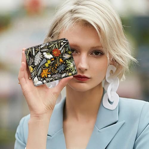 Image of Small Womens Wallet Thin Credit Card Holder Pocket Mini Purse | Compact Women Slim RFID Blocking Wallets Bifold Ladies Pocket Card Holders for Travel & Daily Use, Dried Floral