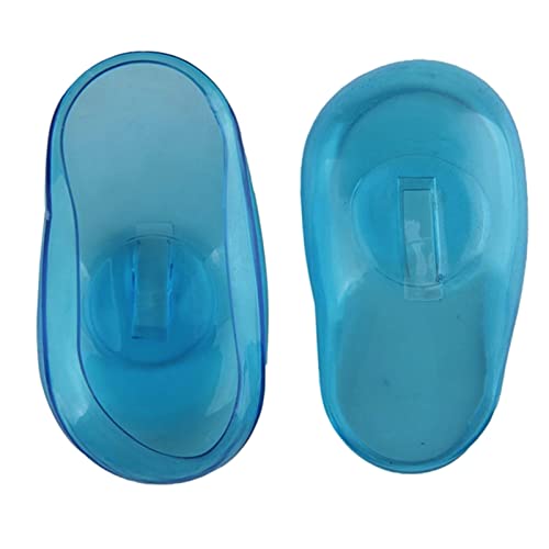 Tinte de pelo profesional rojo Ear Cover Shield 2 piezas Blue Ear Cover Shield Anti Staining Plastic Guard Protege las orejeras de tinte champú para el cabello vegano (azul, talla única)
