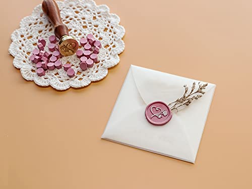 Wax Sealing Stamper, VOOSEYHOME Heart & Roses Seal Stamp with Rosewood Handle, Decorating on Invitation Mail Envelope Sealer Letter Card Poster Packings for Holiday Themed Party Wedding Signature